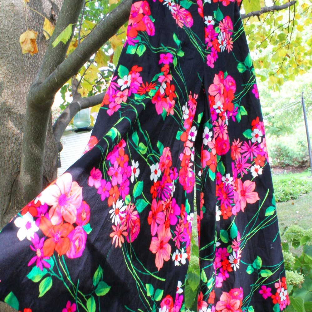 VINTAGE Pink Floral SUPER FLARED Pants